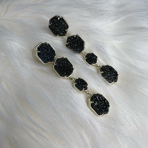 Kendra Scott Colorbar black drusy earrings - Picture 1 of 5